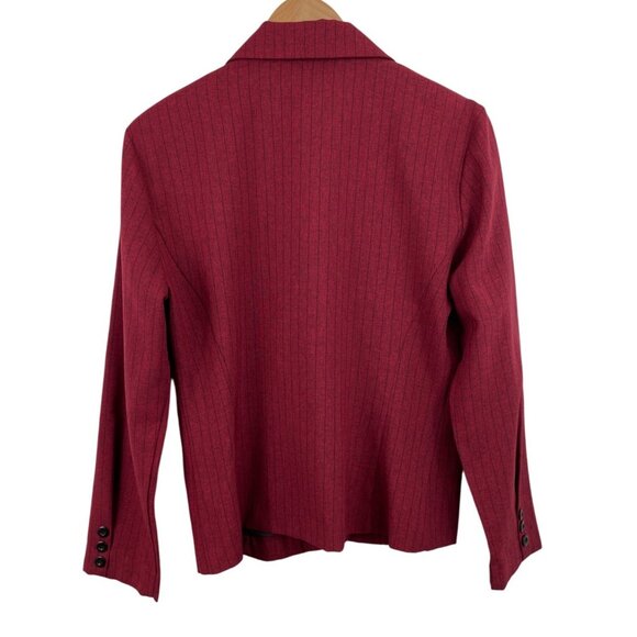 Sag Harbor Womens Red Pinstripe Blazer Jacket Size 10 Polyester - Picture 2 of 8